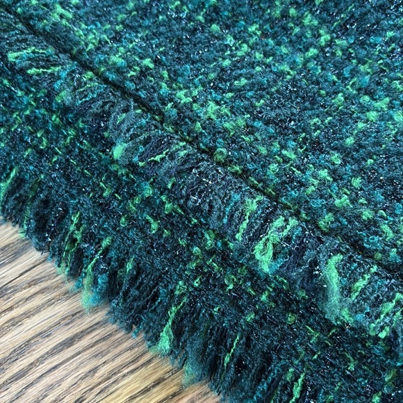 Eliza J sz 12 metallic green tweed holiday dress with black bows/rhinestones - Picture 13 of 13